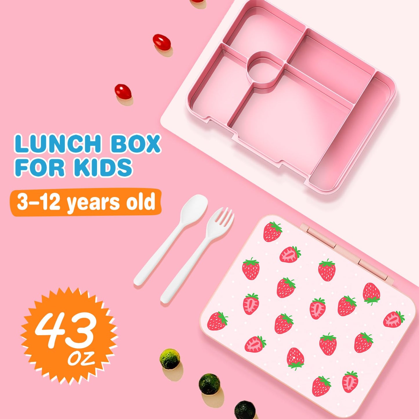 ACESAK Girls Backpack for School Set (Pink Strawberry)