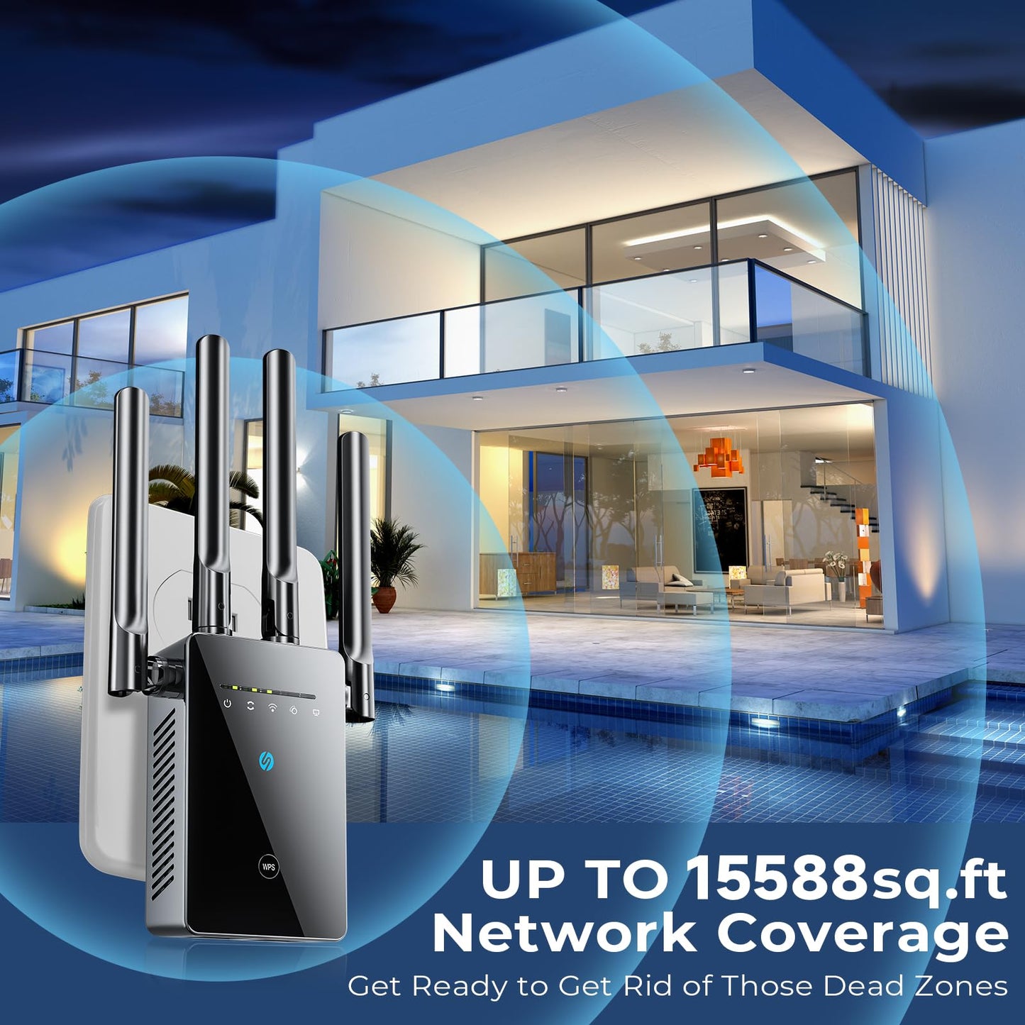 WiFi Extender Signal Booster - 6X Faster Internet Extender WiFi Booster