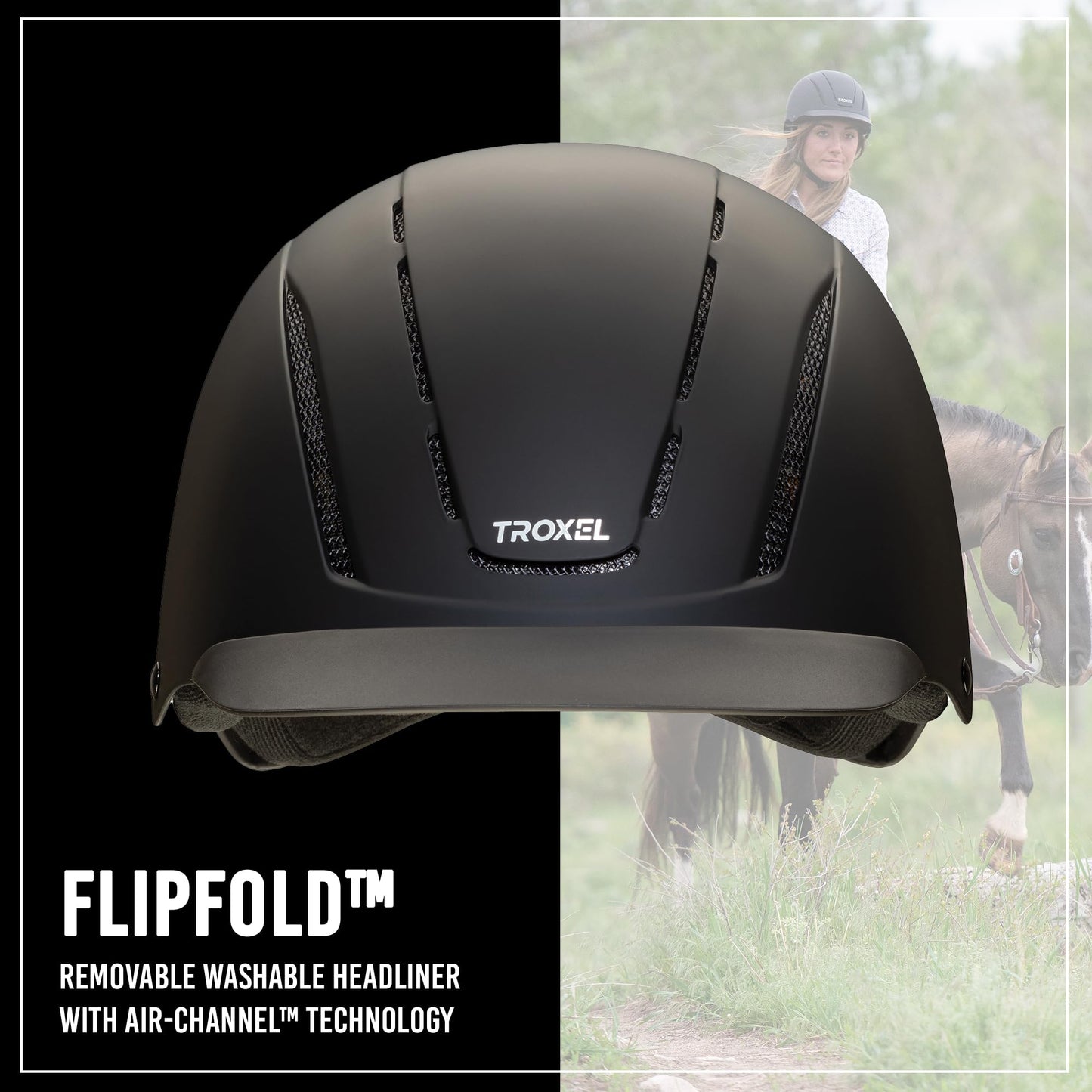 Troxel Spirit Full Coverage Horse Riding Helmet, Low-Profile Adjustable Design, Safety Horseback Riding Gear, Small (6-1/2 - 6-7/8), Black Duratec
