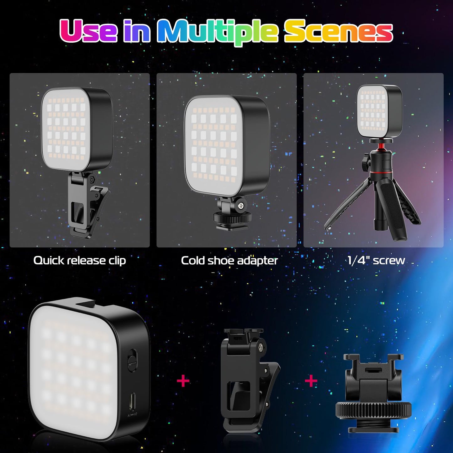 RGB Video Lights Black LED Camera Light