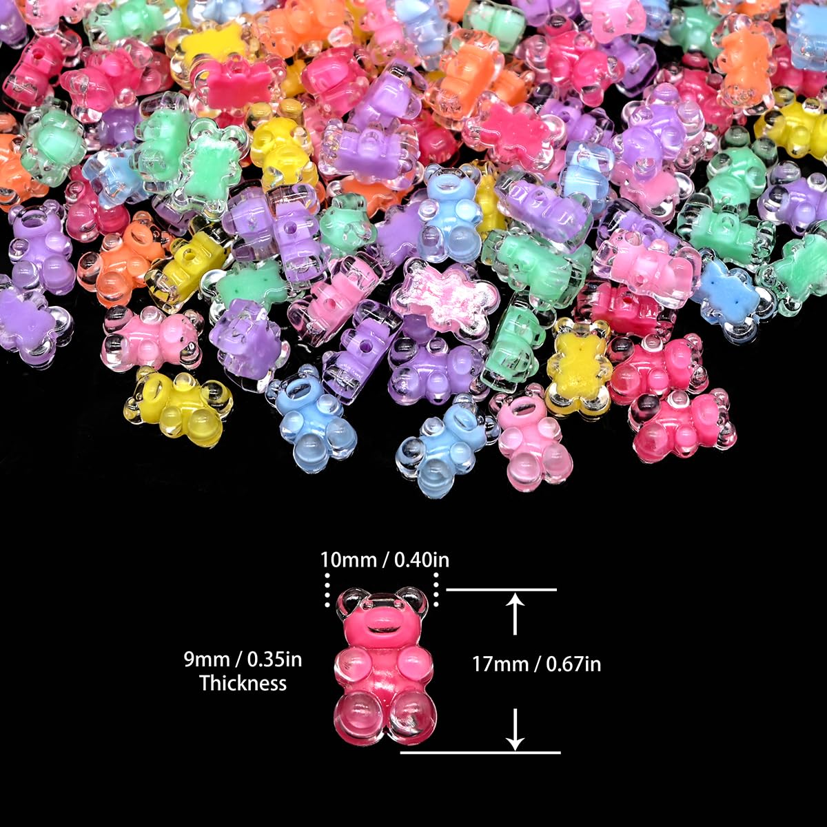 200Pcs Candy Cute Kandi Beads for Jewelry Making Bracelet Key Chains (Bear)