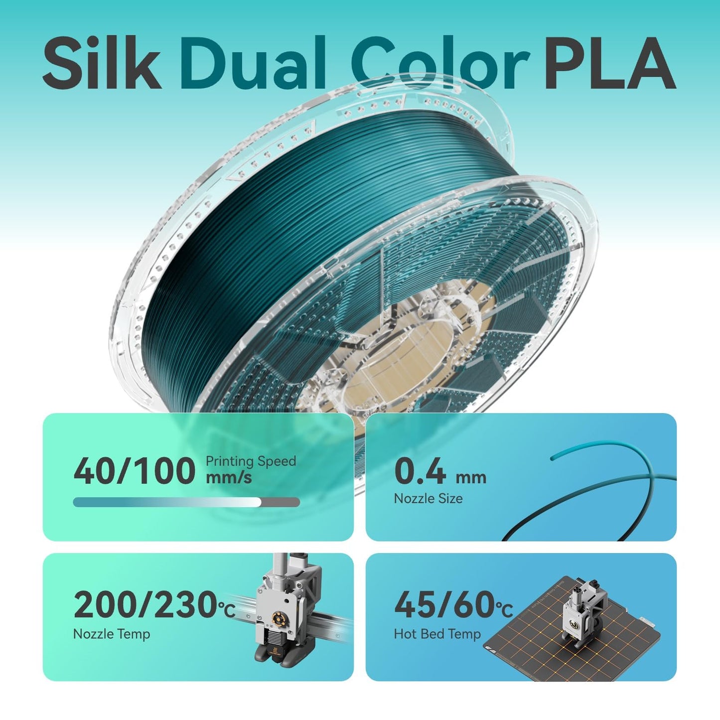 Silk Black Dark Green PLA, filament