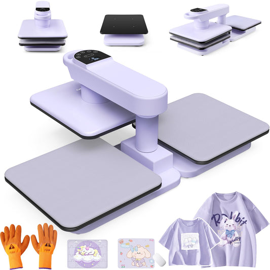 360° Dual Auto Heat Press 15x15 with Double Workbench