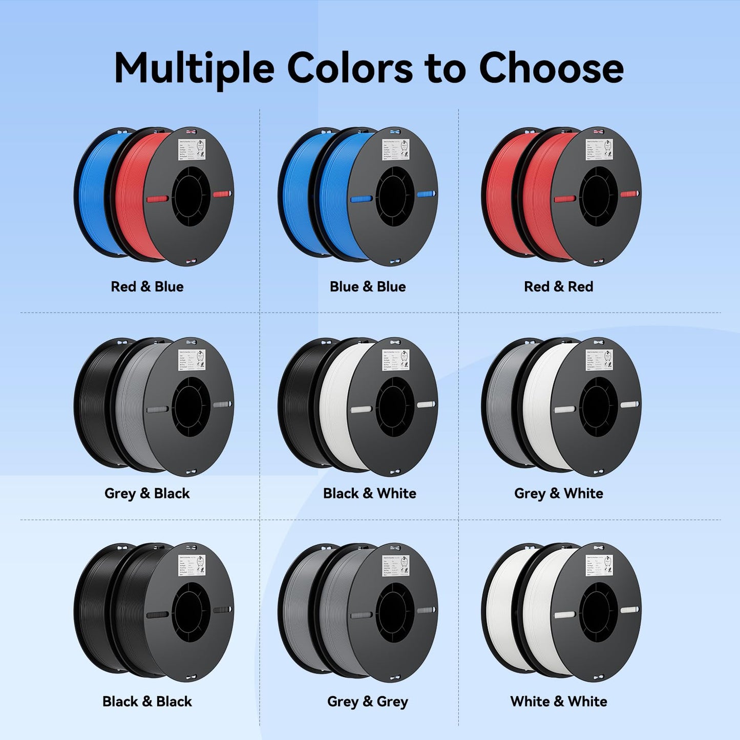 Creality PLA Filament 1.75mm PLA 3D Printer Filament, 2kg Cardboard Spool (4.4lbs), (Red & Blue 2-Pack)