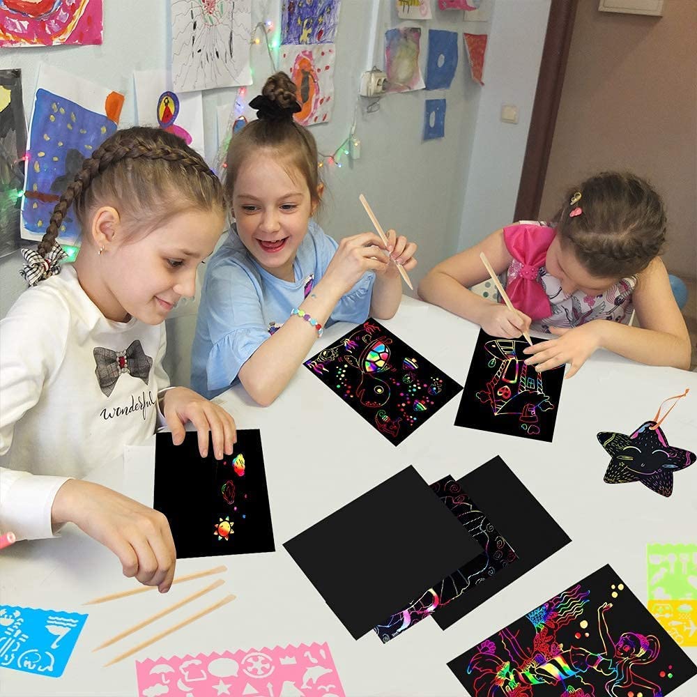 Mocoosy 60 PCS Rainbow Scratch Art Paper