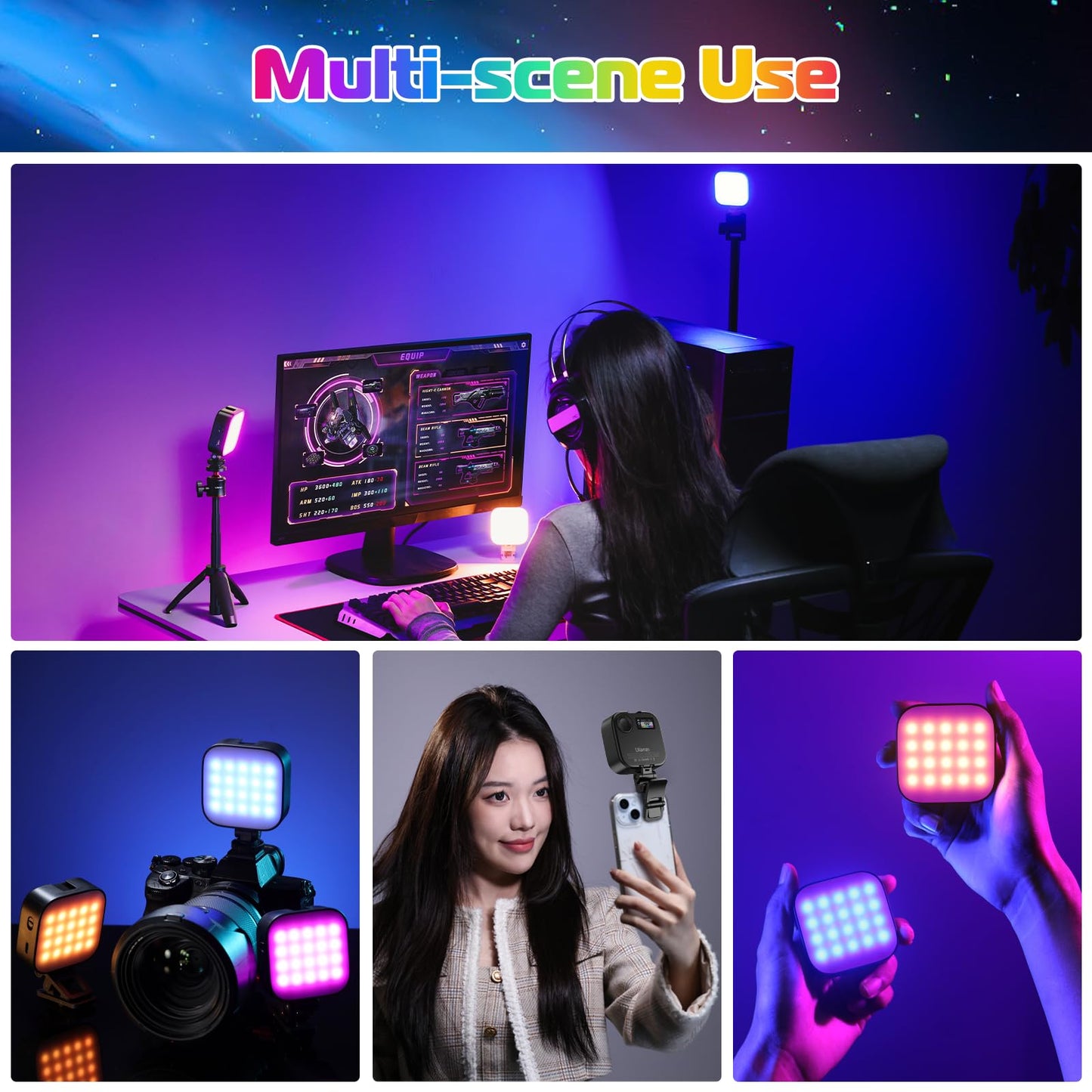 RGB Video Lights Black LED Camera Light