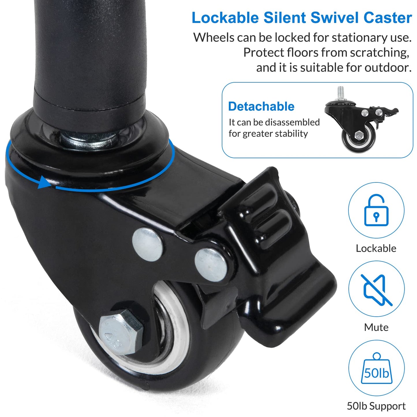 Laptop Tripod on Wheels with 2 Shelves