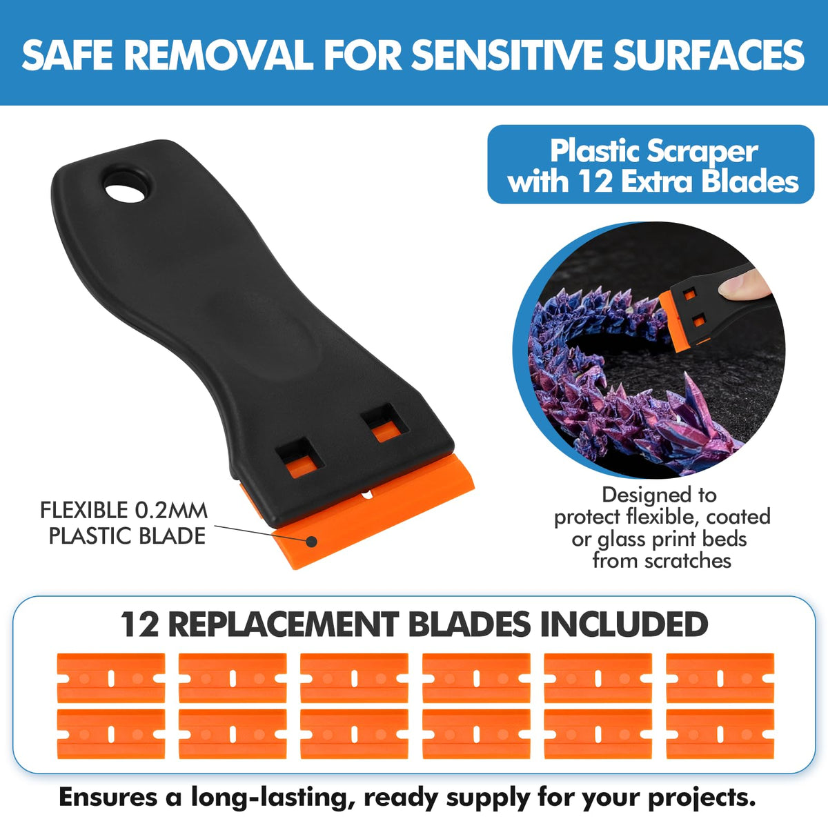 14Pcs 3D Printer Scraper Tool, Plastic Scraper for Scratch Free Removal