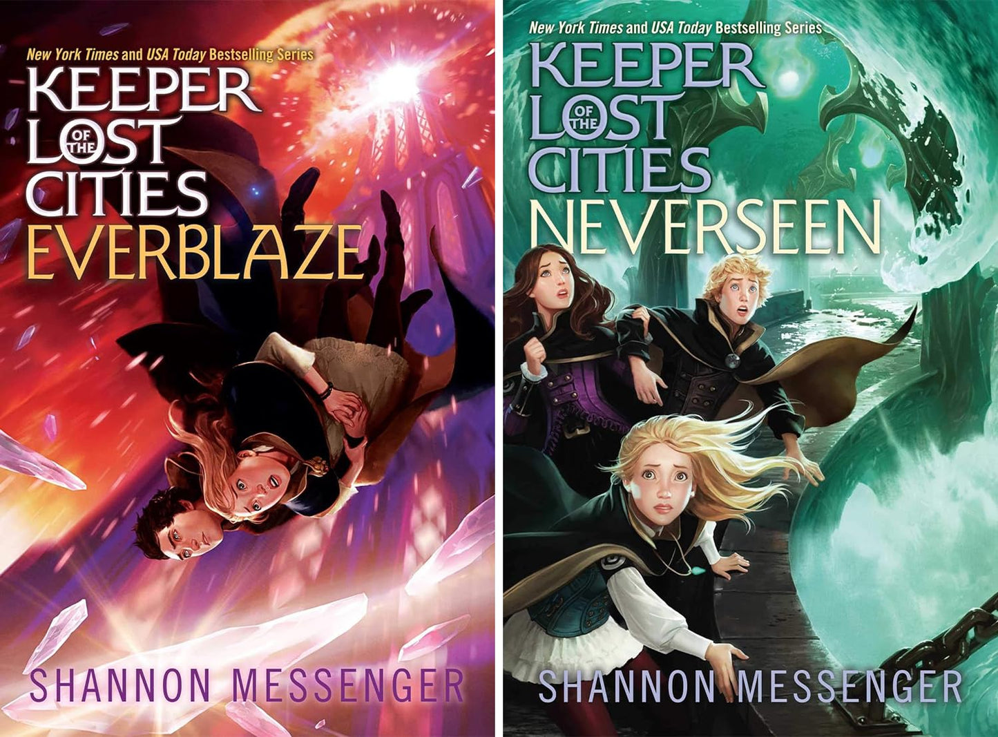 Keeper of the Lost Cities Series. Set of 11 Books. Keeper of the Lost Cities, Exile, Everblaze, Neverseen, Lodestar (Reprint) , Nightfall, Flashback, ... 8.5, Unraveled Book 9.5, by Shannon Messenger