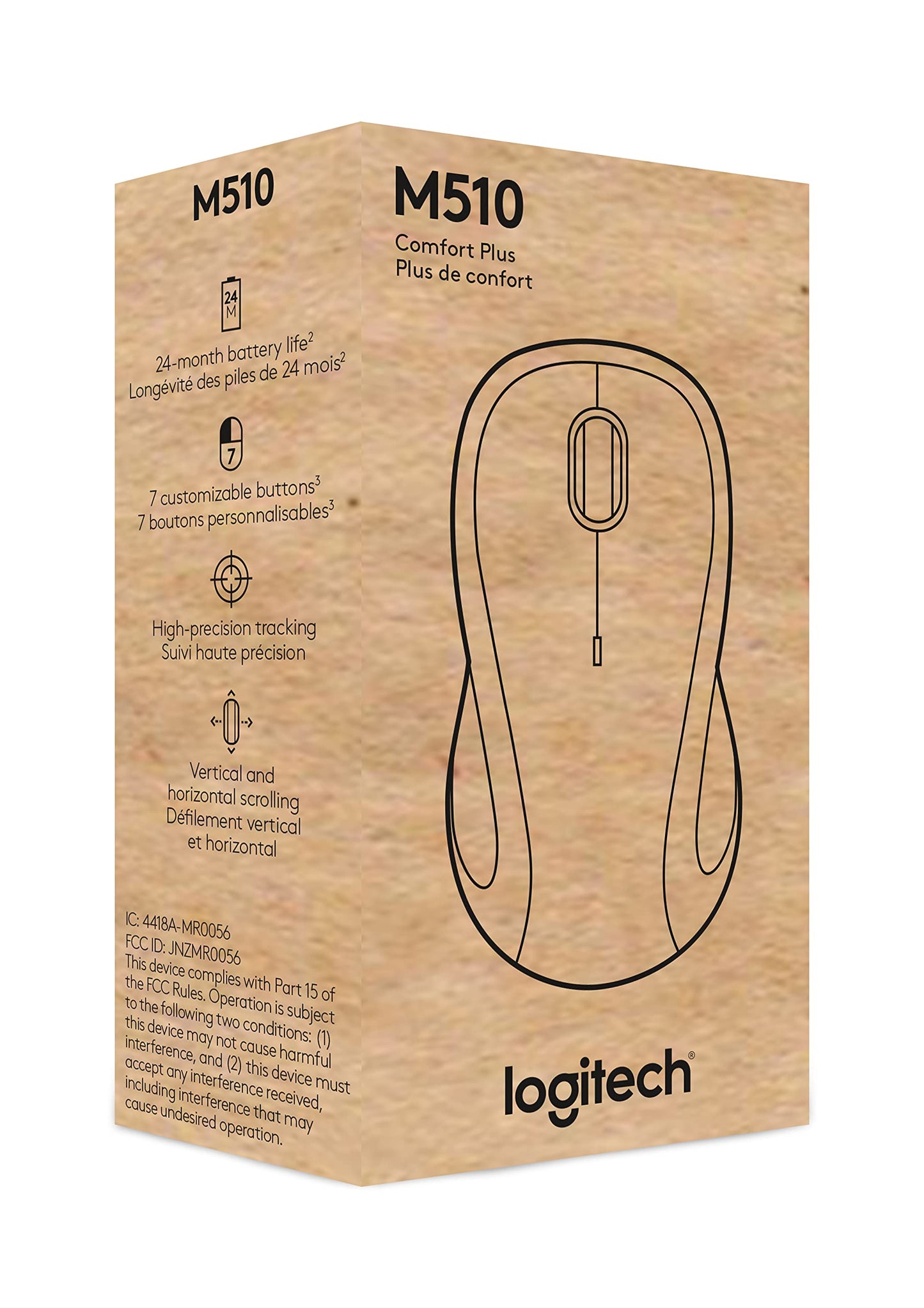 Logitech M510 Full Size Ambidextrous 2.4 GHz Wireless Mouse