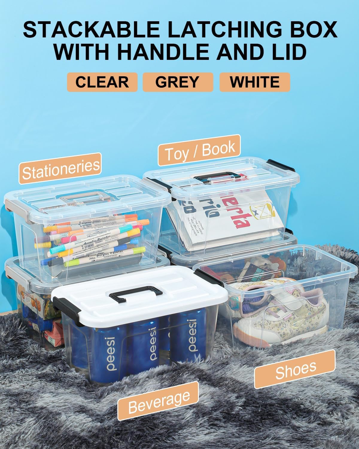 Plastic Storage Bins with Lids 6 Pack Storage Organizer, 7 Quart, Clear