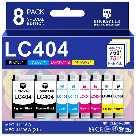 8-Pack LC404 Ink Cartridges Work for Brother MFC-J1205W