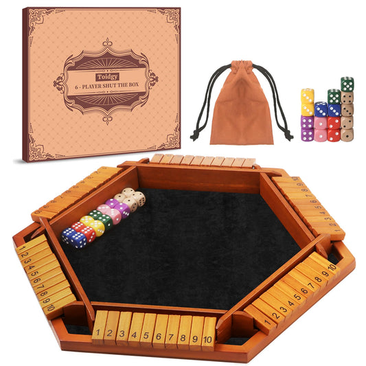 Shut The Box Dice Games, Wooden Board Table Math Game