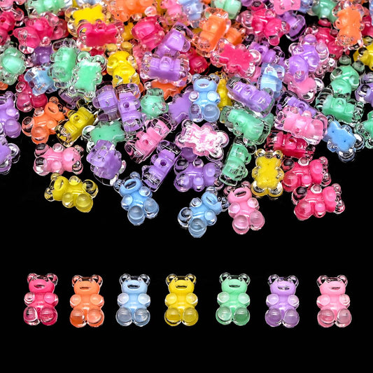 200Pcs Candy Cute Kandi Beads for Jewelry Making Bracelet Key Chains (Bear)