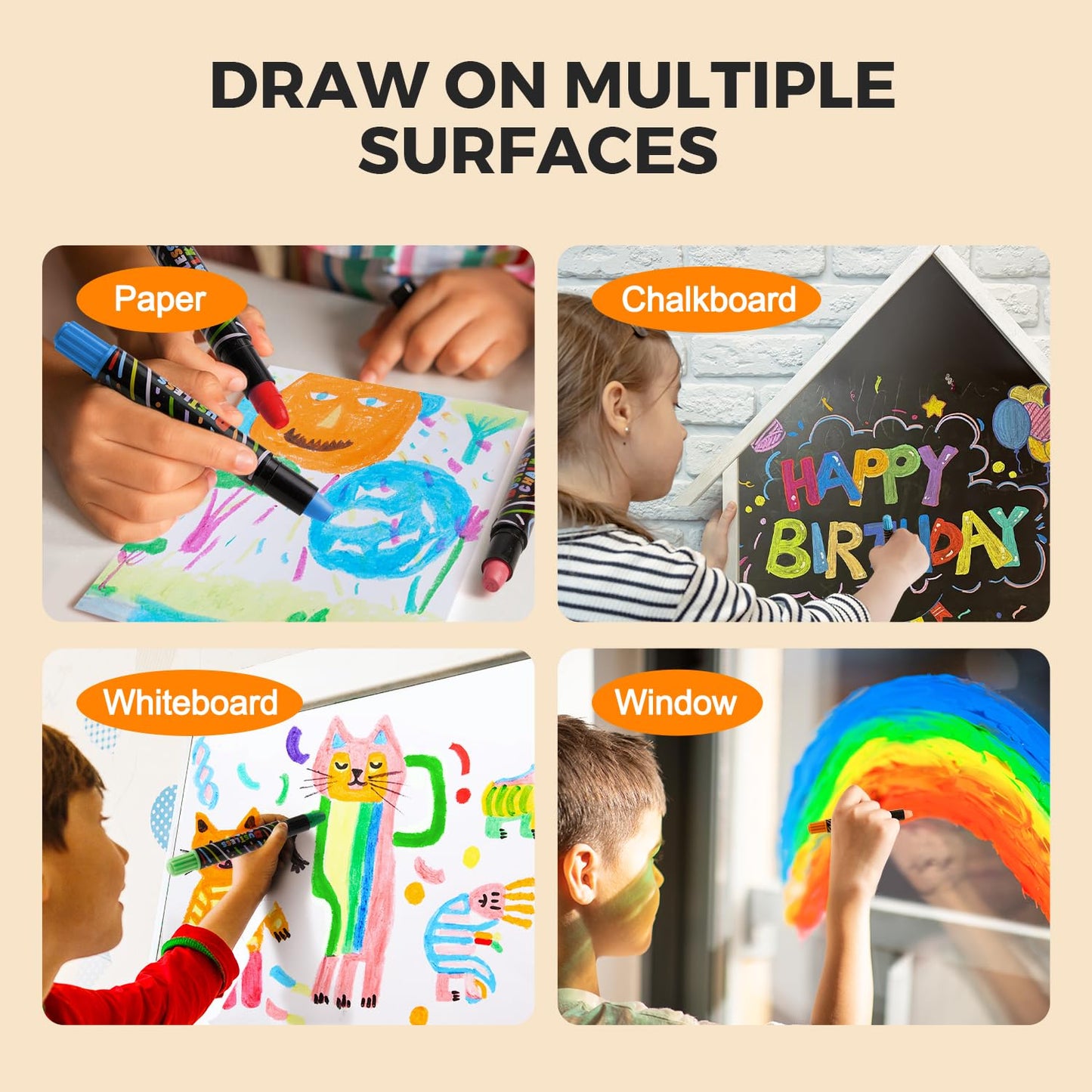 Dustless Chalk for Kids with Twist-Up Holders, 12 Washable Colors bulk