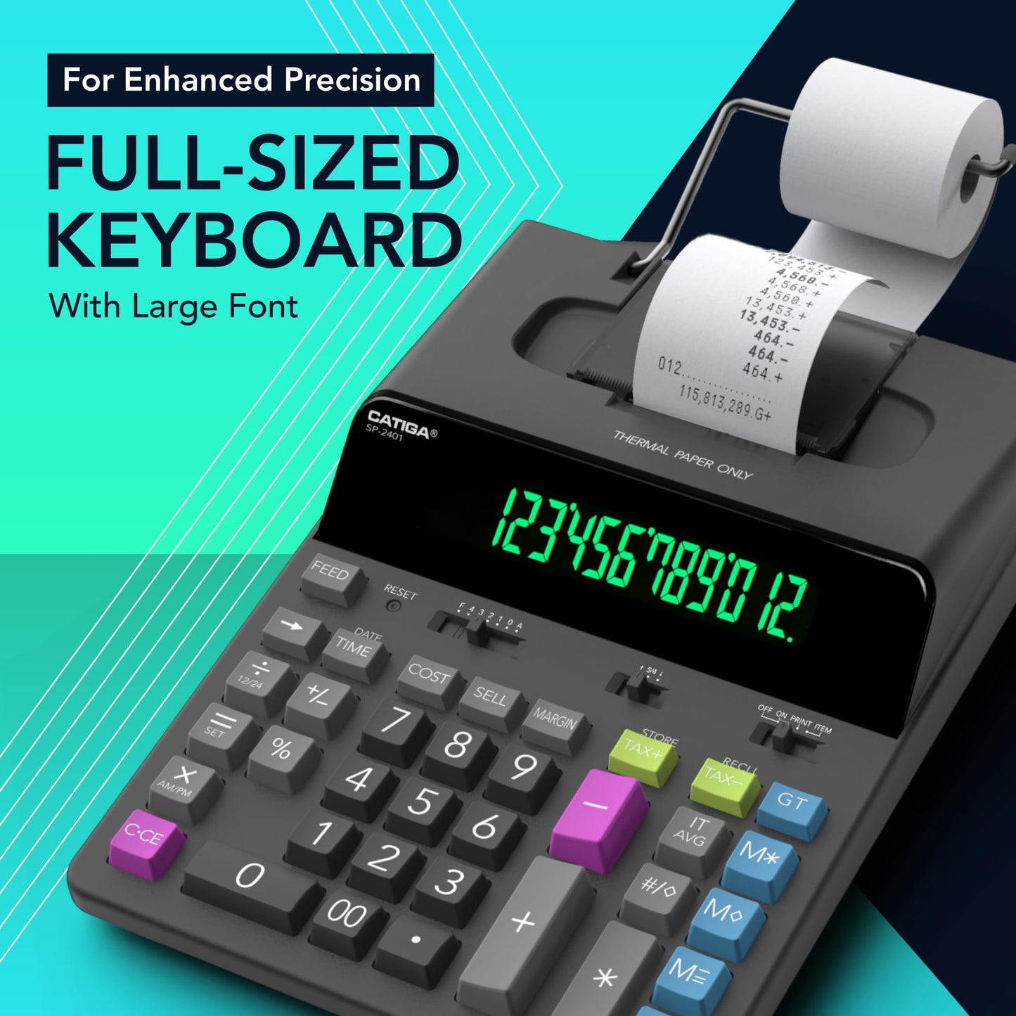CATIGA 12 Digit Thermal Printing Calculator with Tape Print Out, accounting