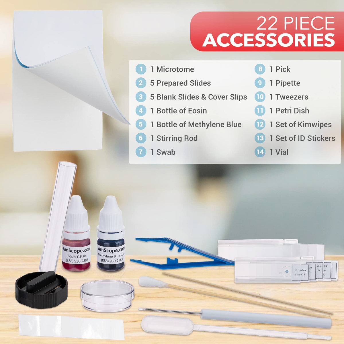 AmScope SP-14 Microscope Slide Preparation Kit - Includes Blank