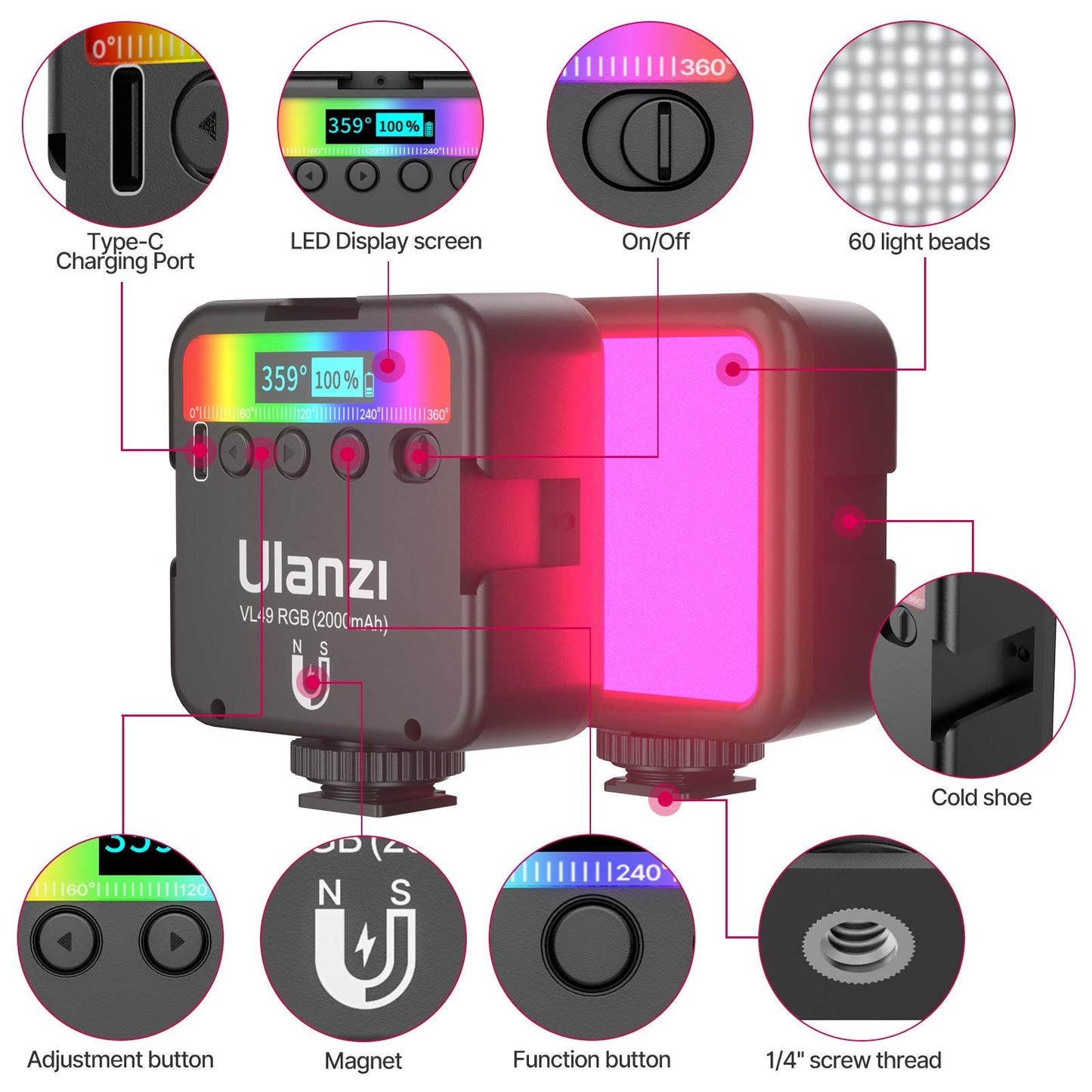 RGB Video Lights, LED Camera Light