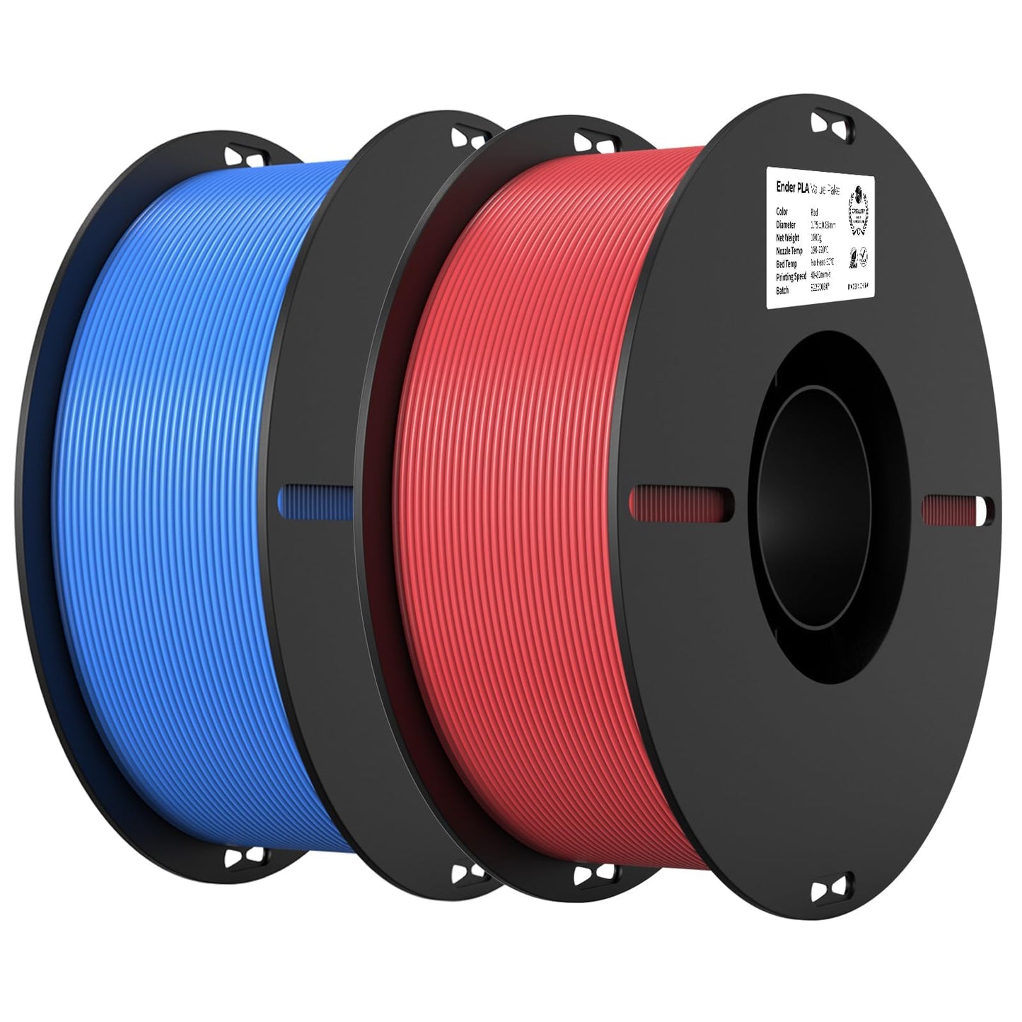 Creality PLA Filament 1.75mm PLA 3D Printer Filament, 2kg Cardboard Spool (4.4lbs), (Red & Blue 2-Pack)