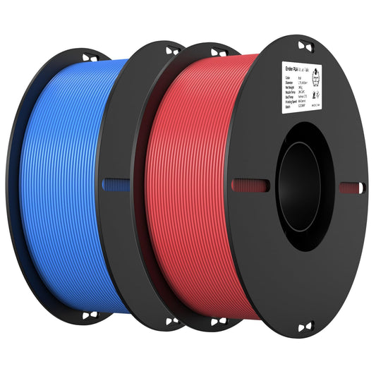 Creality PLA Filament 1.75mm PLA 3D Printer Filament, 2kg Cardboard Spool (4.4lbs), (Red & Blue 2-Pack)