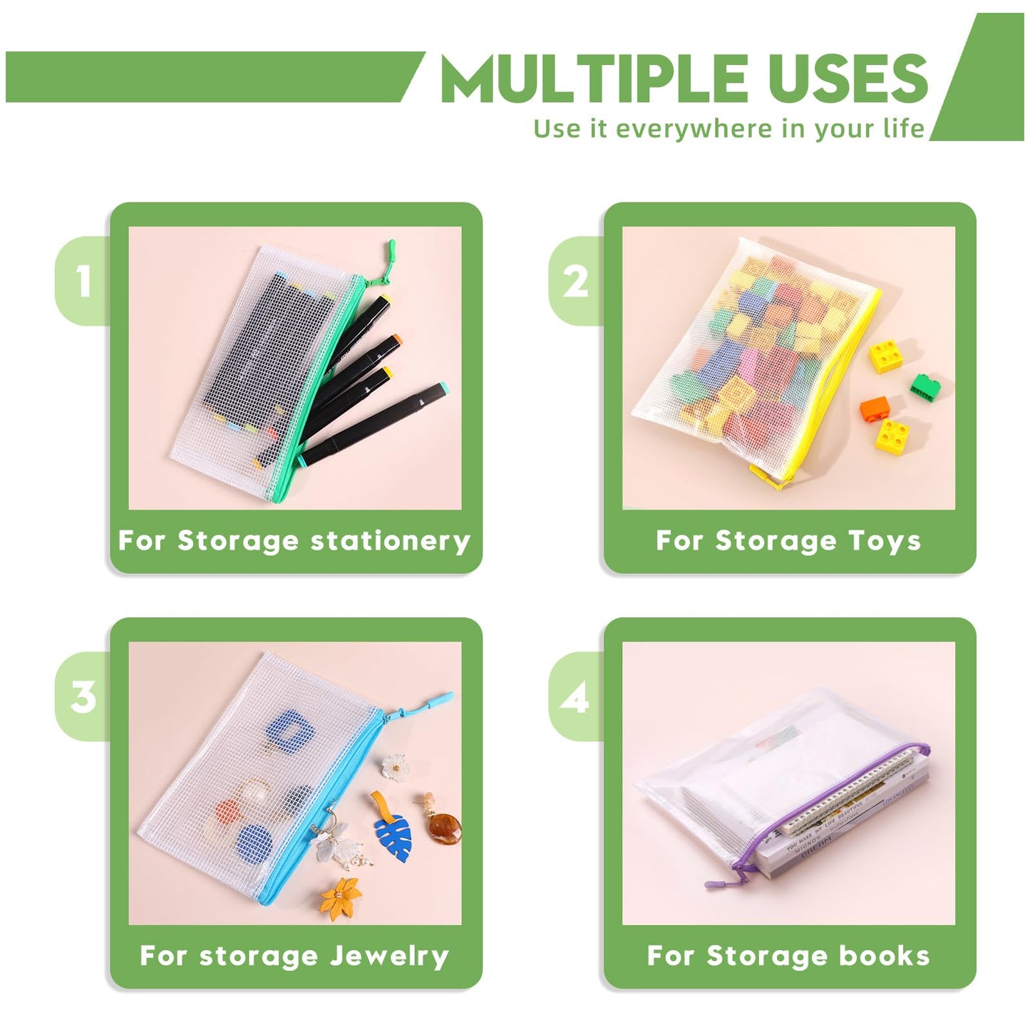 Mesh Zipper Pouch Bags for Organization