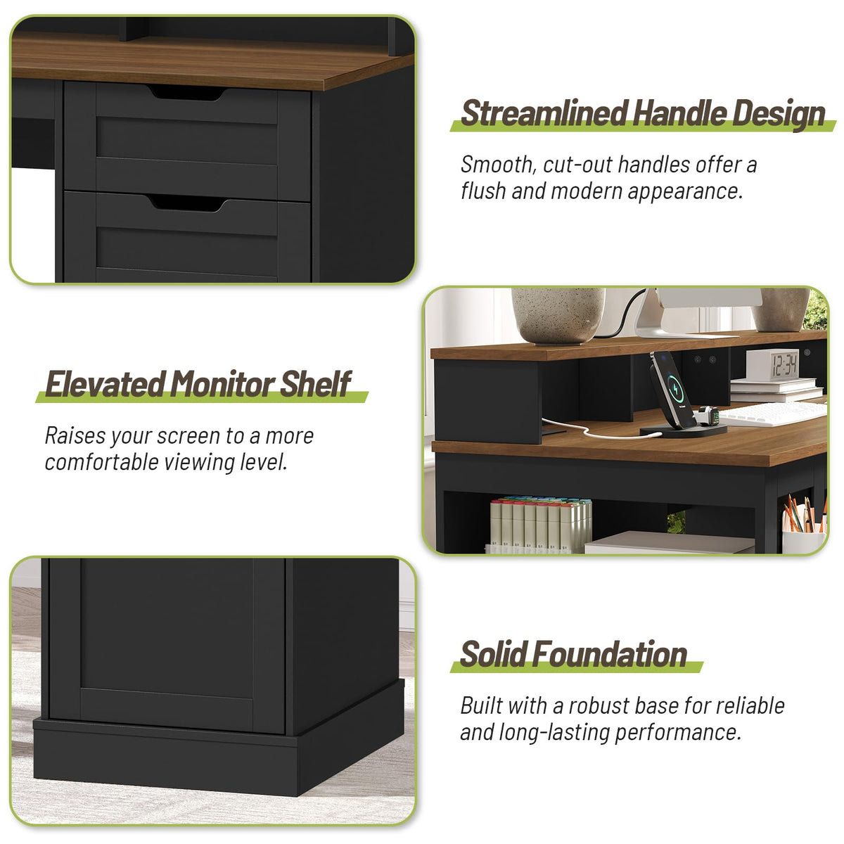 STHYTON 55-inch Farmhouse Desk with 2 Drawers