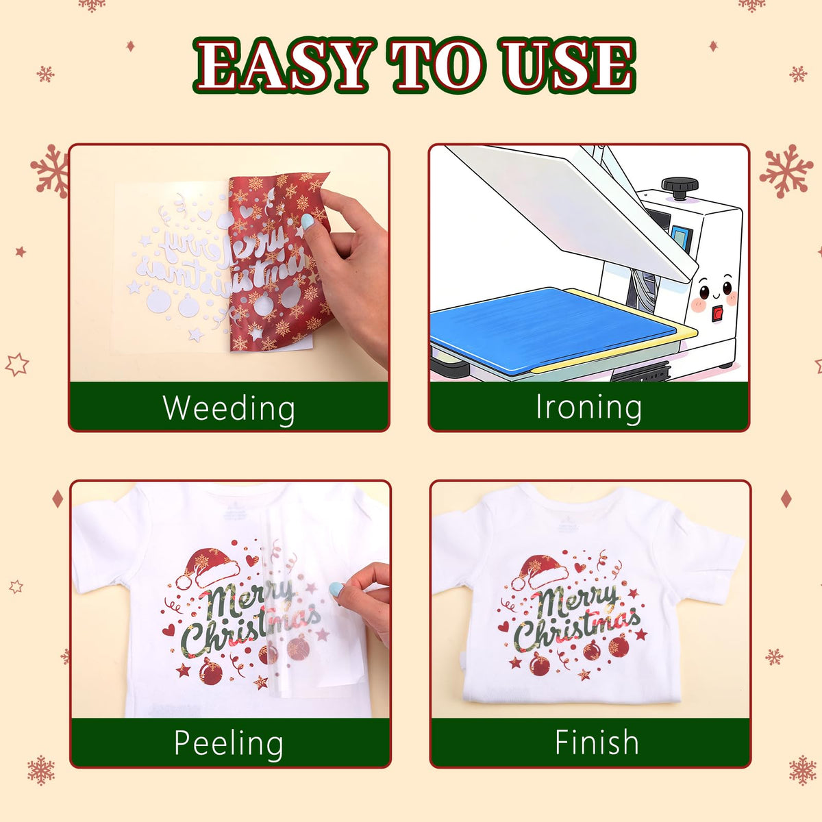 Tintnut Rich Christmas Heat Transfer Vinyl,10 Pcs 12×10in Iron on Vinyl