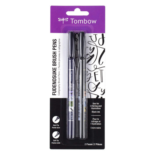 Tombow 62038 Fudenosuke Brush Pen, 2-Pack, calligraphy