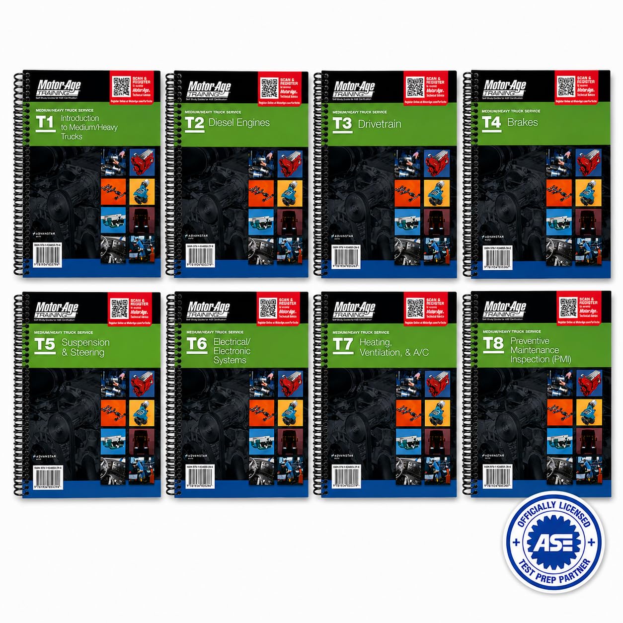 ASE Test Prep Medium and Heavy Truck Study Guide Set - ASE T1-T8