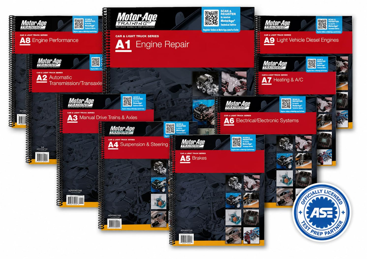 ASE Certification Test Prep - Car/Light Truck Study Guide Package A1-A9- Books
