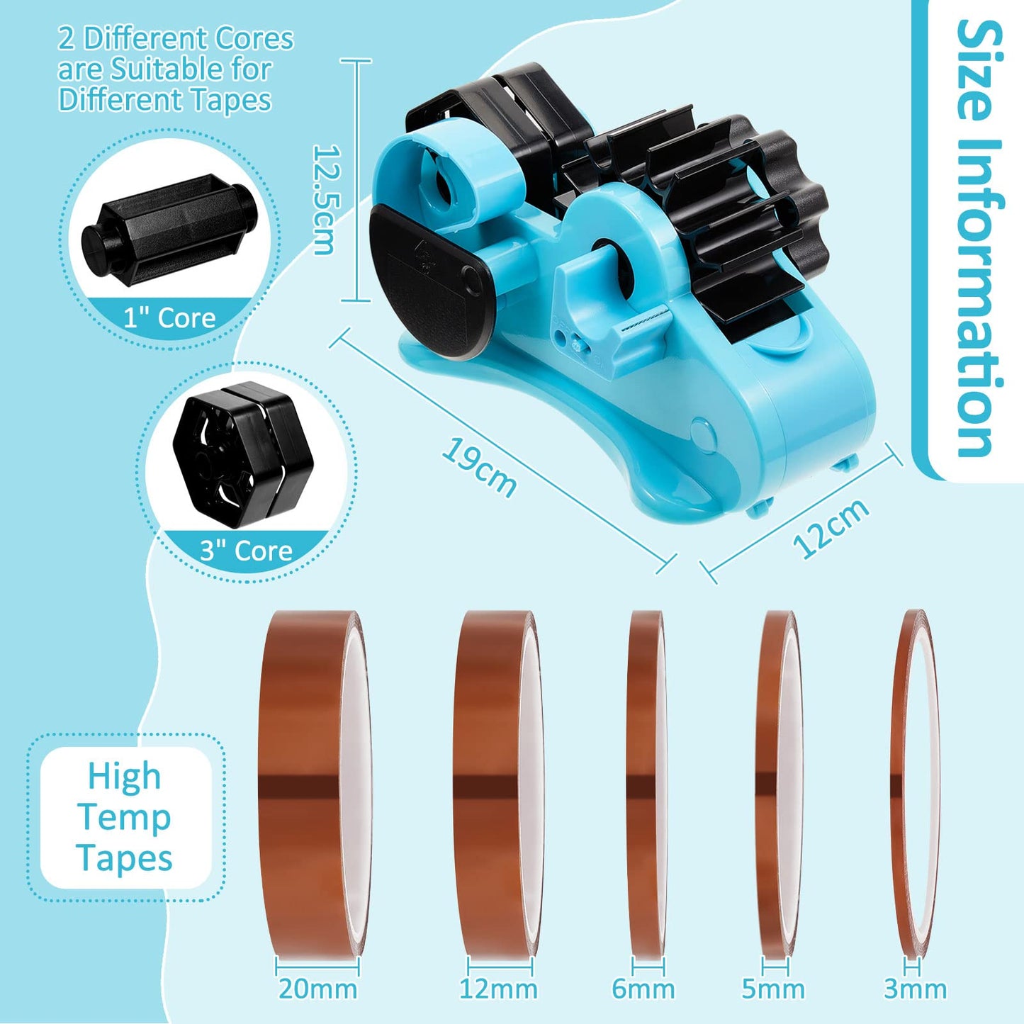 Multiple Roll Cut Heat Tape Cut Dispenser Resistant Sublimation Desk Dispenser