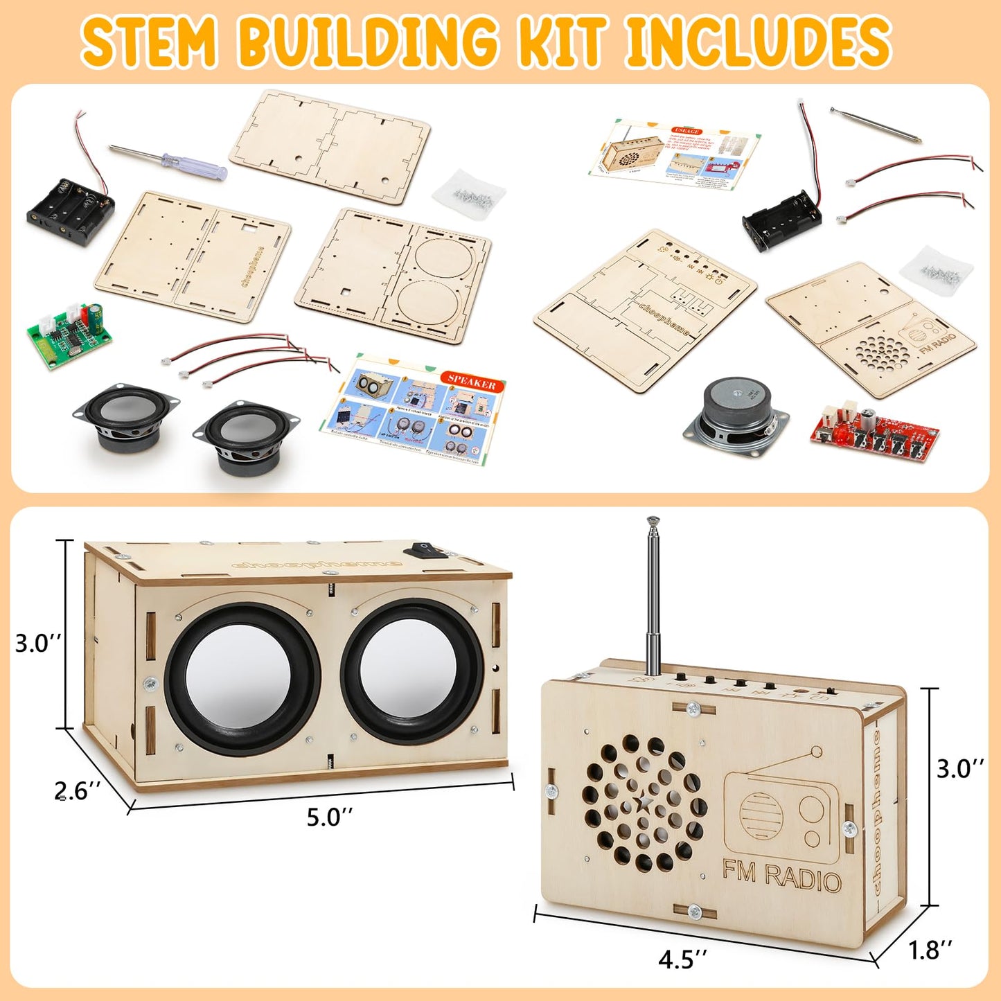 Stem Projects Science Kit Building Own Bluetooth Speaker & FM Radio
