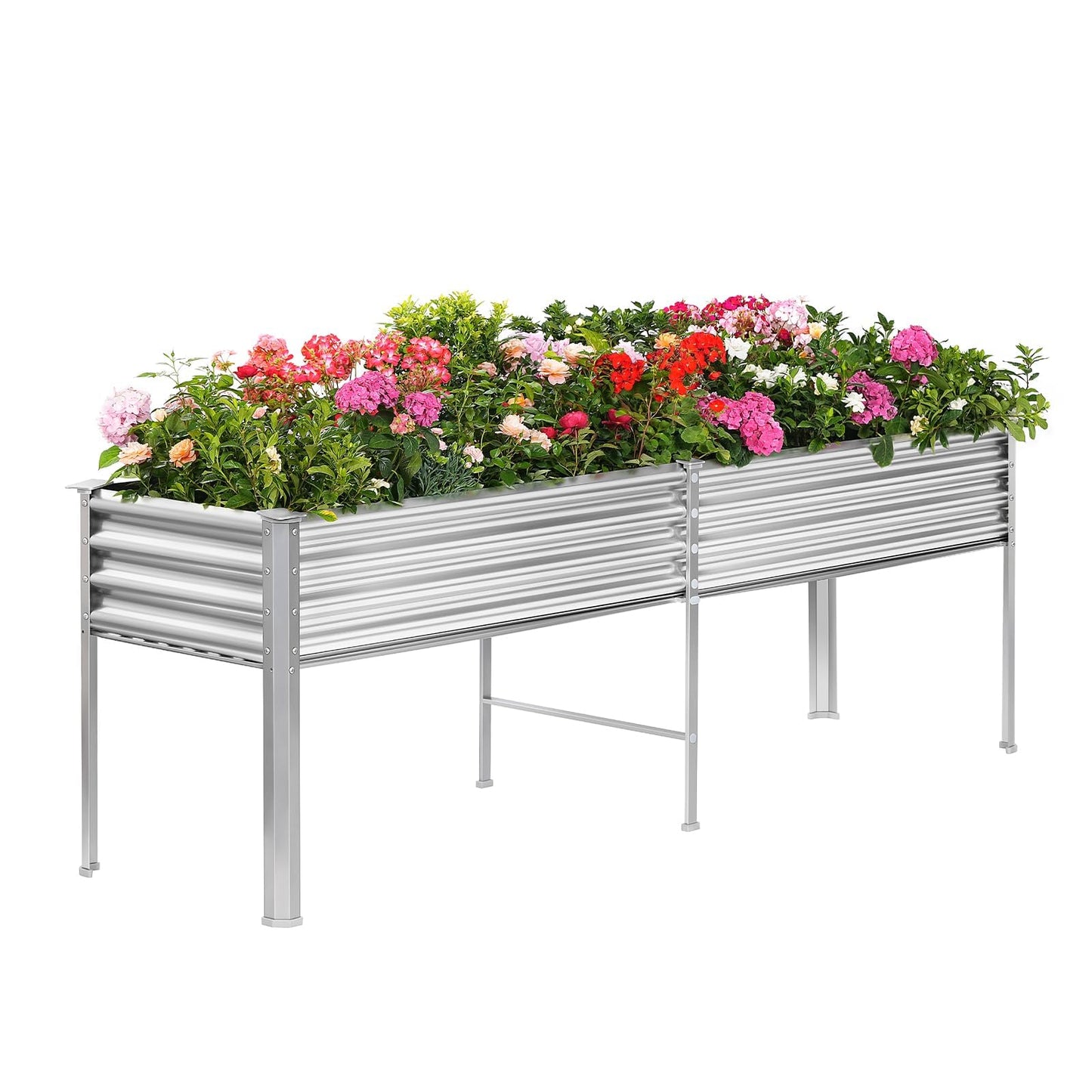 Galvanized Raised Garden Bed with Legs, 96×24×32in
