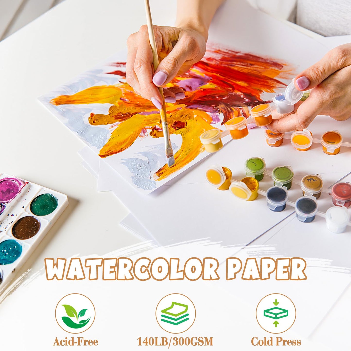 300 Pcs Watercolor Paper Sheet Bulk White Cold Press Paper Pack 110 lb 230 GSM
