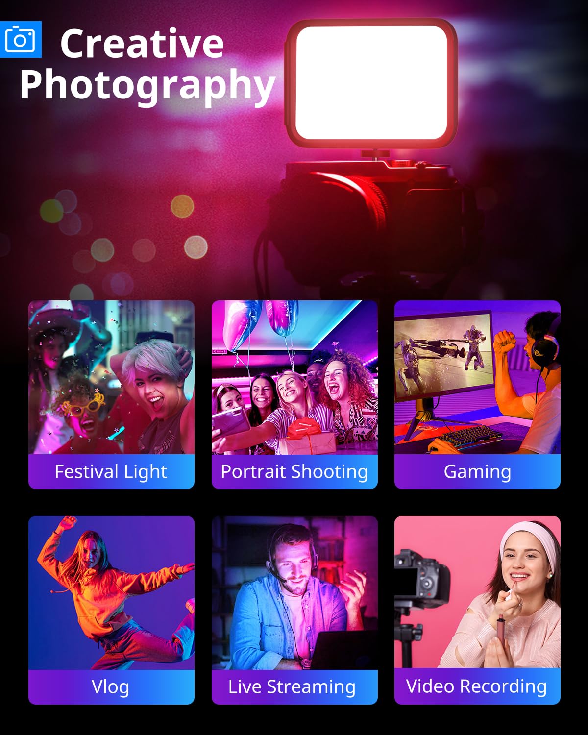 2-Pack RGB Photography Lighting, Studio Lights with Adjustable Tripod Stand