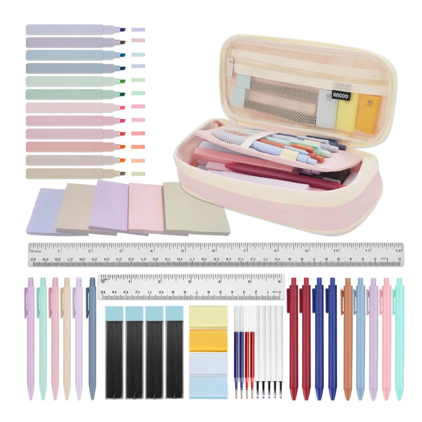 52 Aesthetic School Supplies with Cute Pen Case