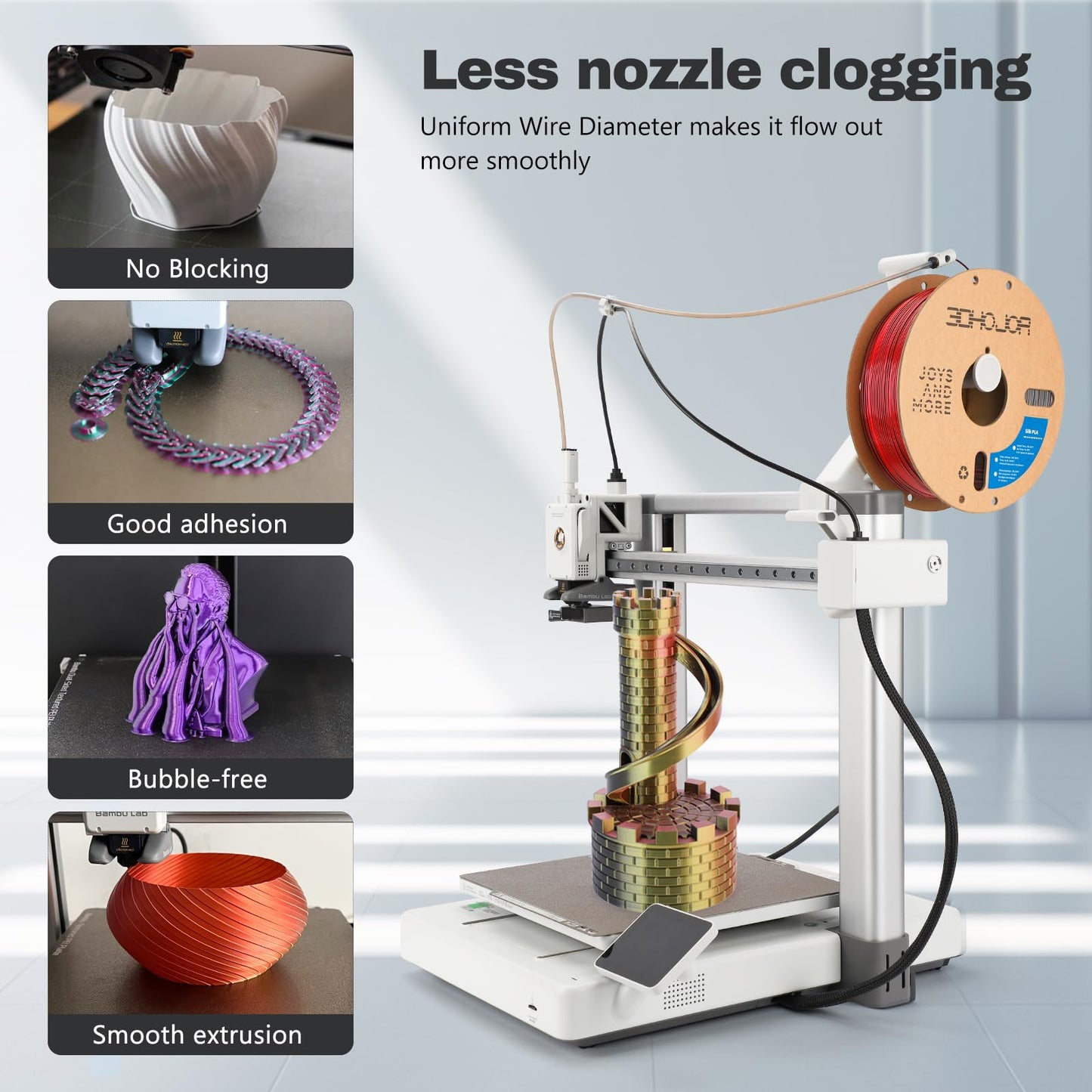 Silk PLA Filament 1.75mm Black Red Gold