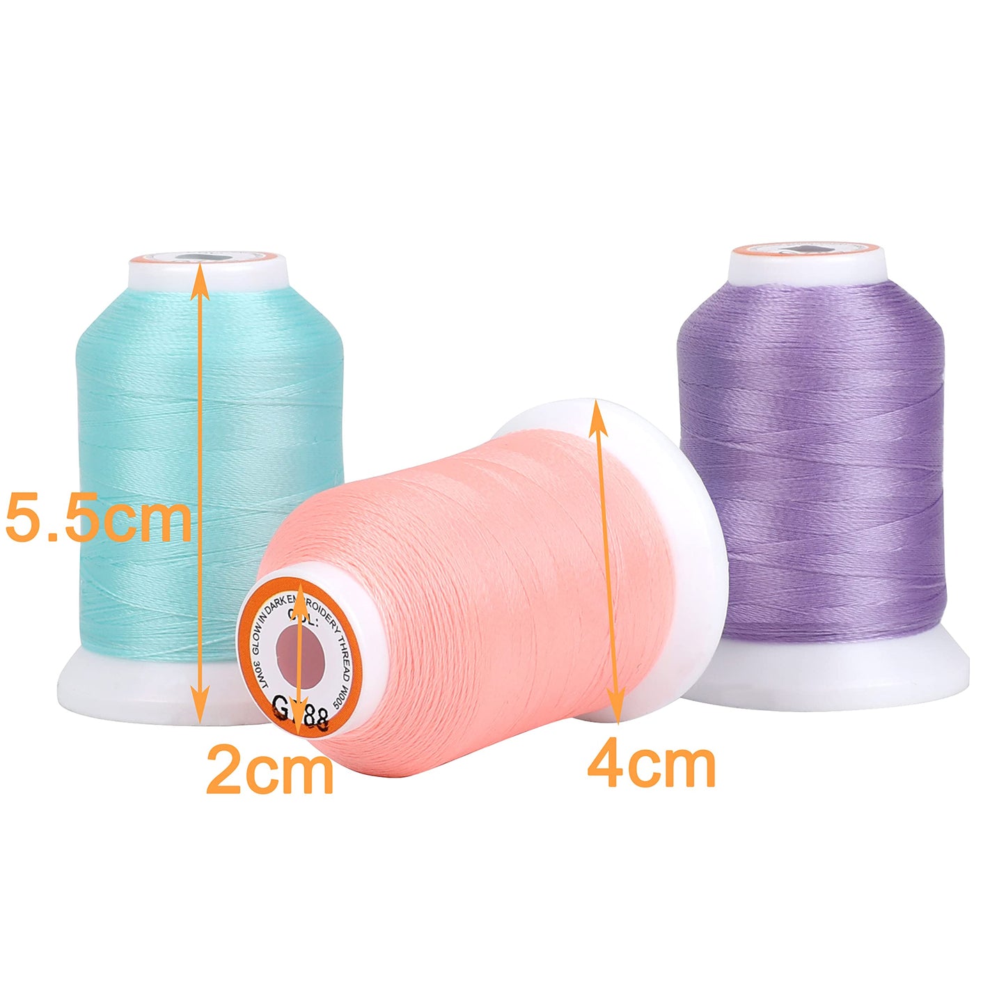 16 Colors Luminary Glow in The Dark Embroidery Machine Thread Kit