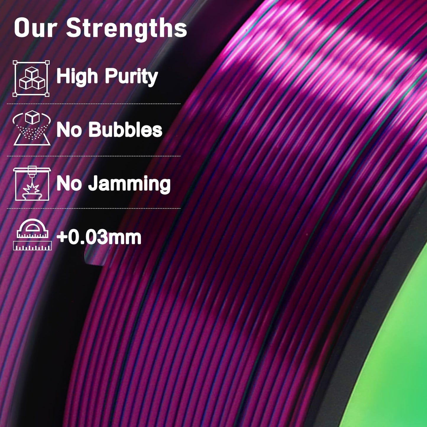 Tri Color PLA 3D Printer Filament, Pink-Blue-Green