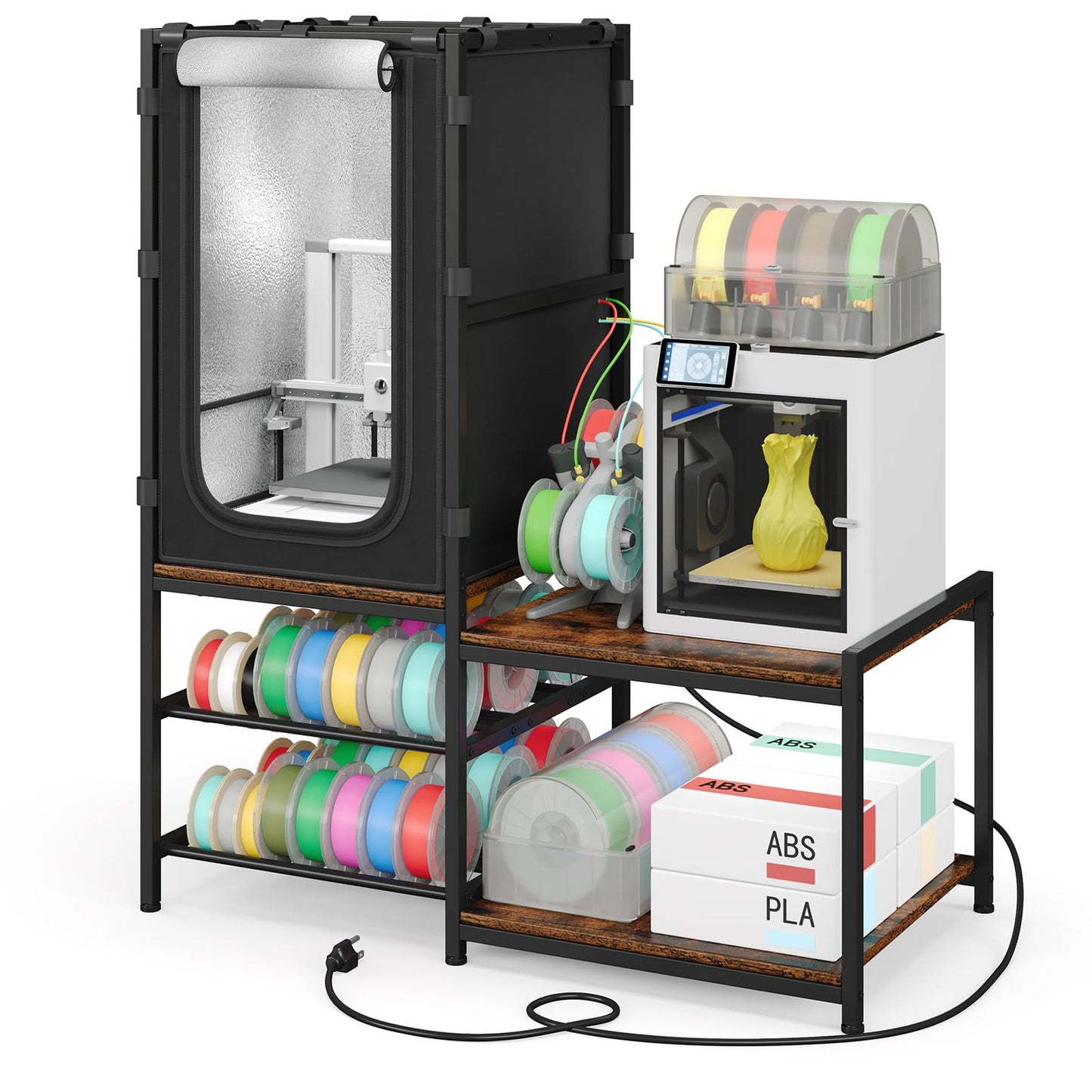 3D Printer Table with Filament Storage Rack