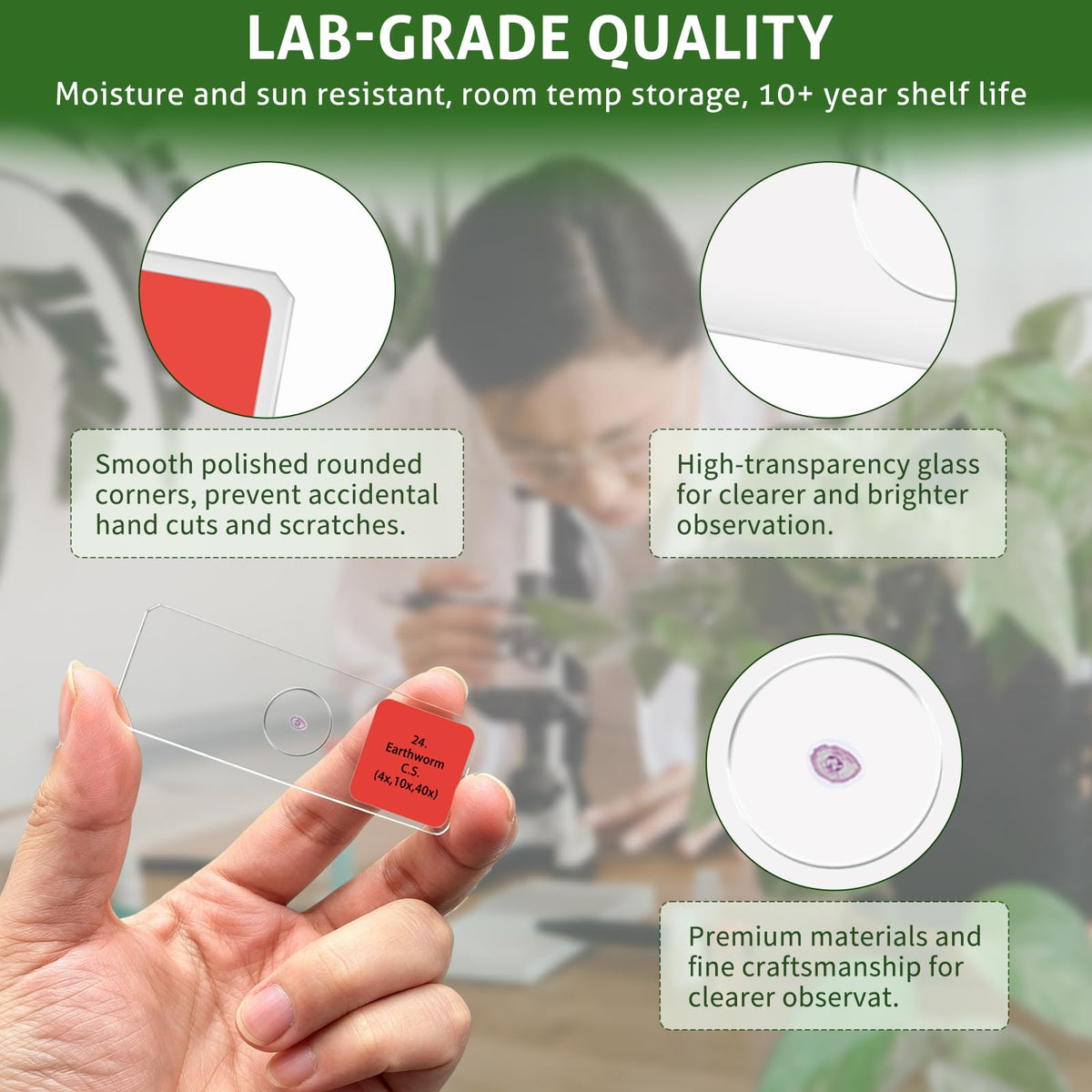 Artojoy 50 PCS Prepared Microscope Slides with Specimens Biology STEM Kit