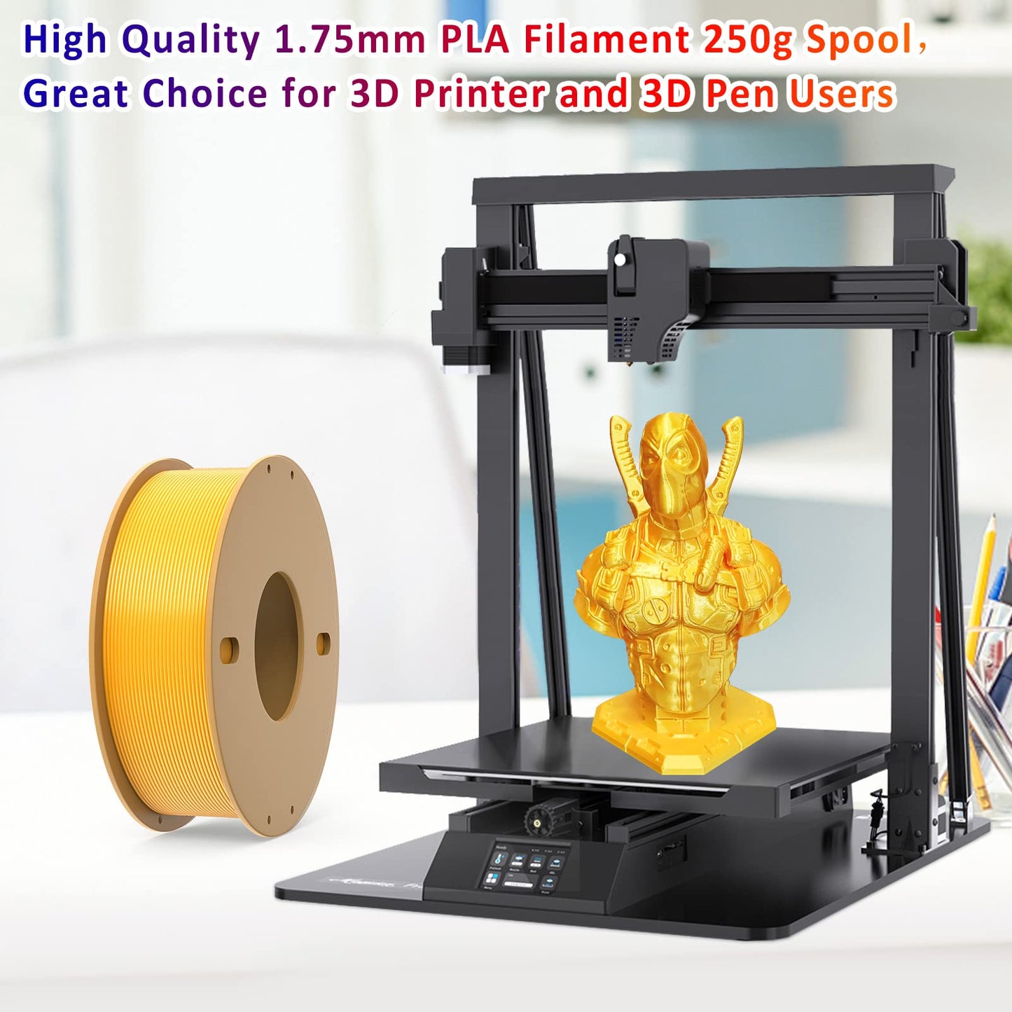 PLA+ 3D Printer Filament 1.75mm-250g Spool, PLA Pro Plus, Silk Gold
