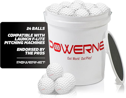 PowerNet Launch F-lite Baseball Pitching, Dimpled Practice Balls- PE