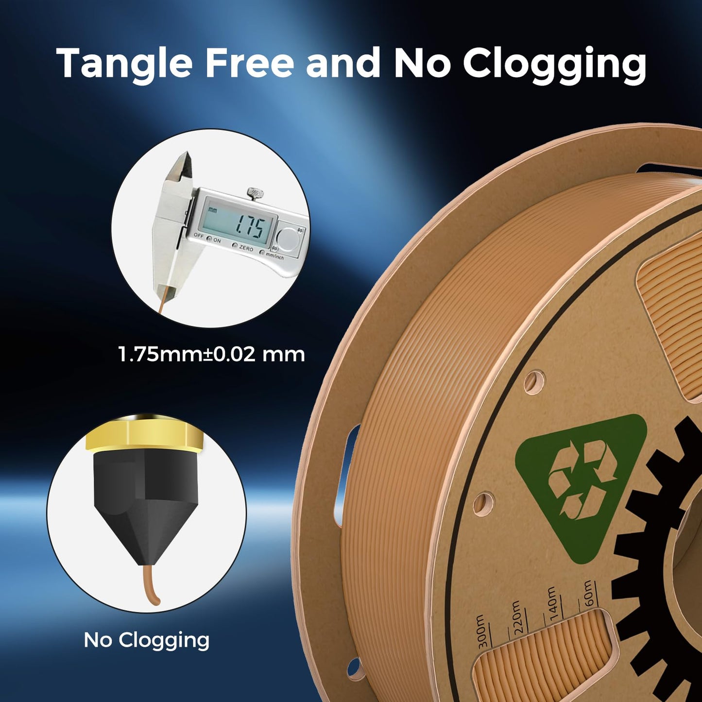 PLA 3D Printer Filament 1.75mm (Light Brown)