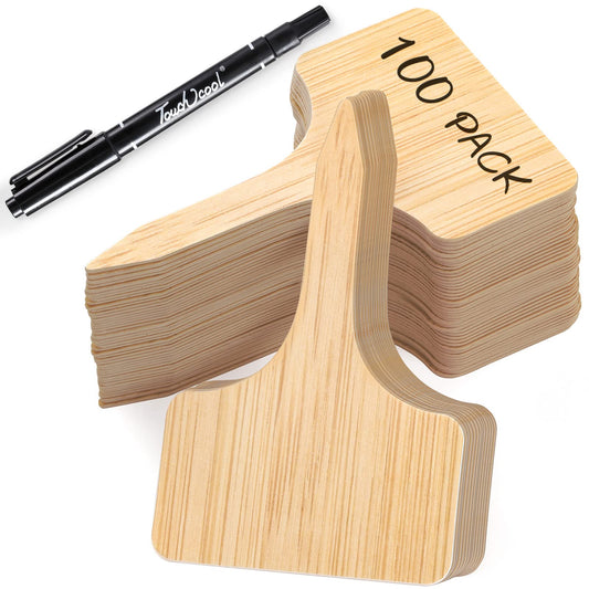 100pcs Plant Labels, T-Type Plastic Tags with Marker Pen