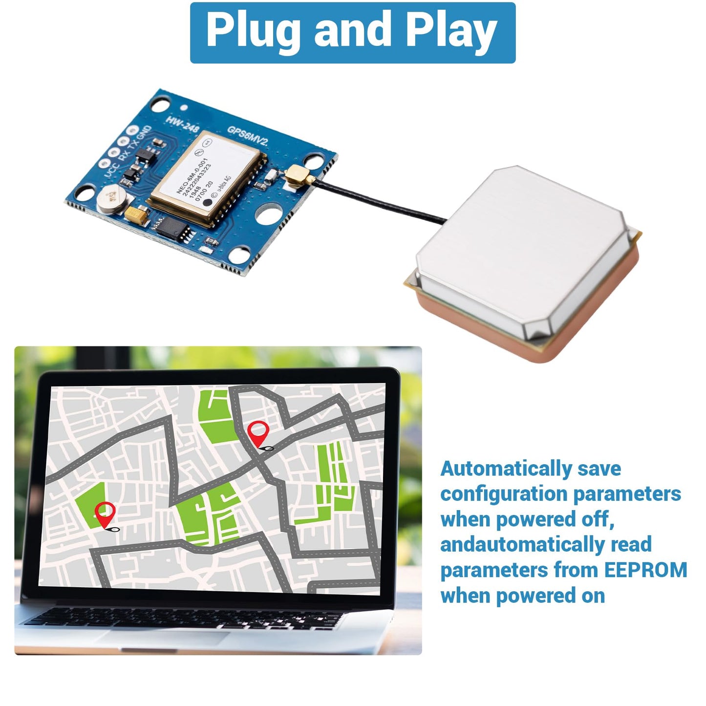 hiBCTR 2-Pack GY-NEO6MV2 NEO-6M GPS Module, Ceramic Antenna