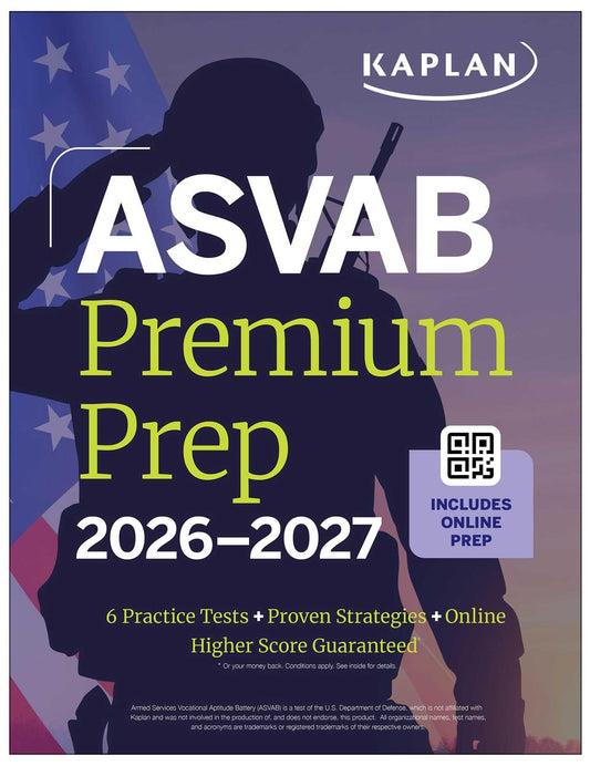 ASVAB Premium Prep 2026-2027: Includes 6 Full Length Practice Tests, 1000+ Practice Questions + In-book tear out Flashcards + Online Access to ... Lessons and Tutorials (Kaplan Test Prep)