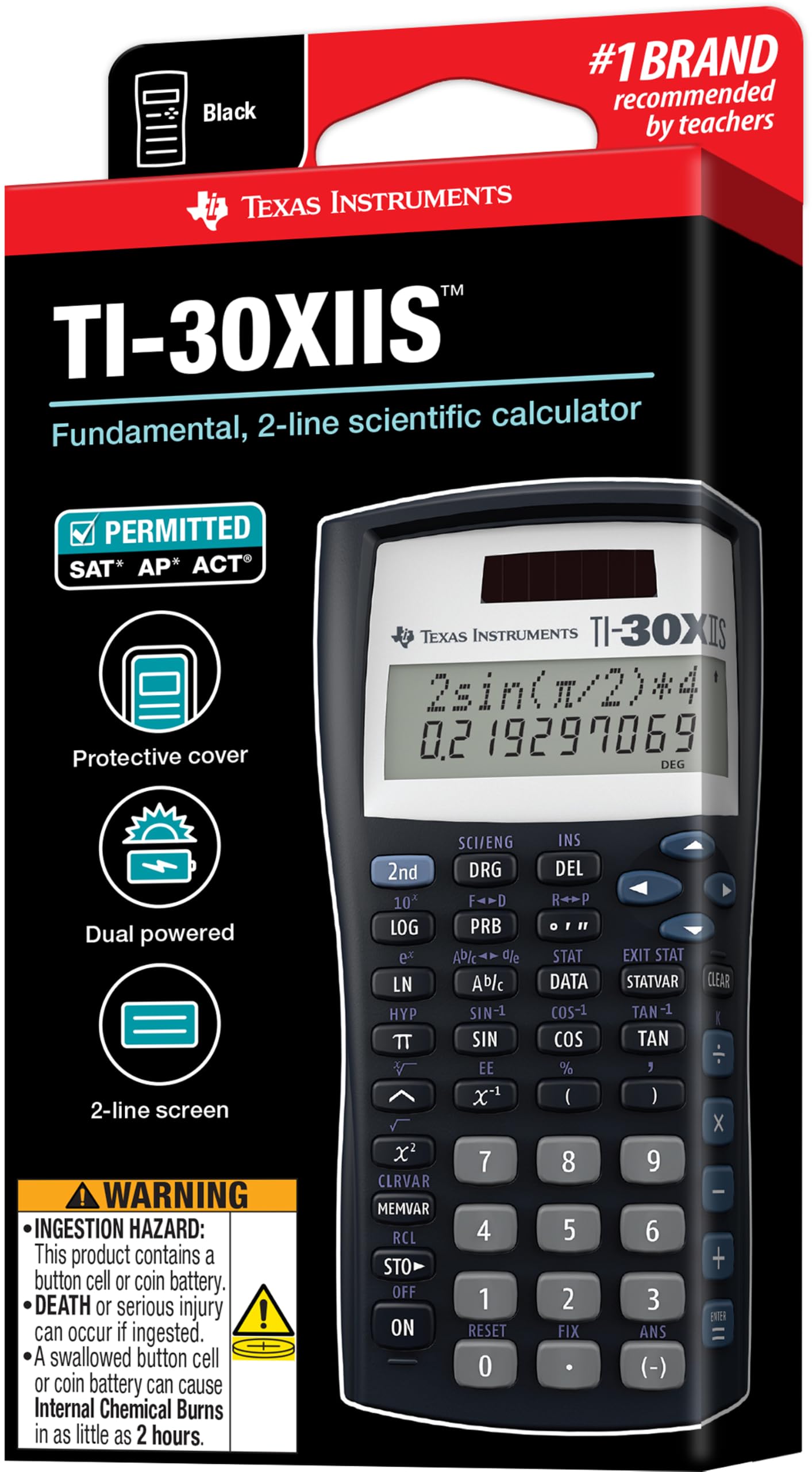 TI-30XIIS Scientific Calculator Texas Instruments, Black