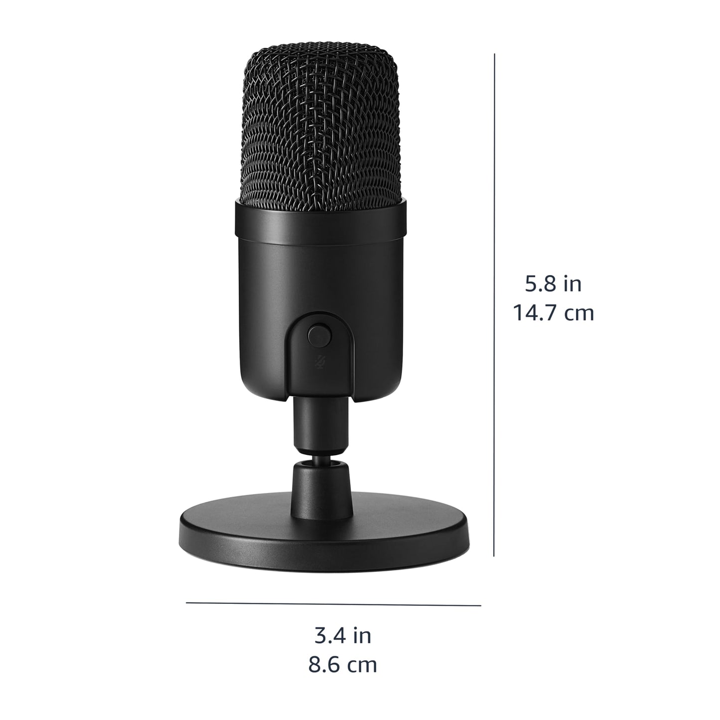 Microphone for PC, 360° Adjustable Stand, Plug and Play, 5.8" x 3.4", Black