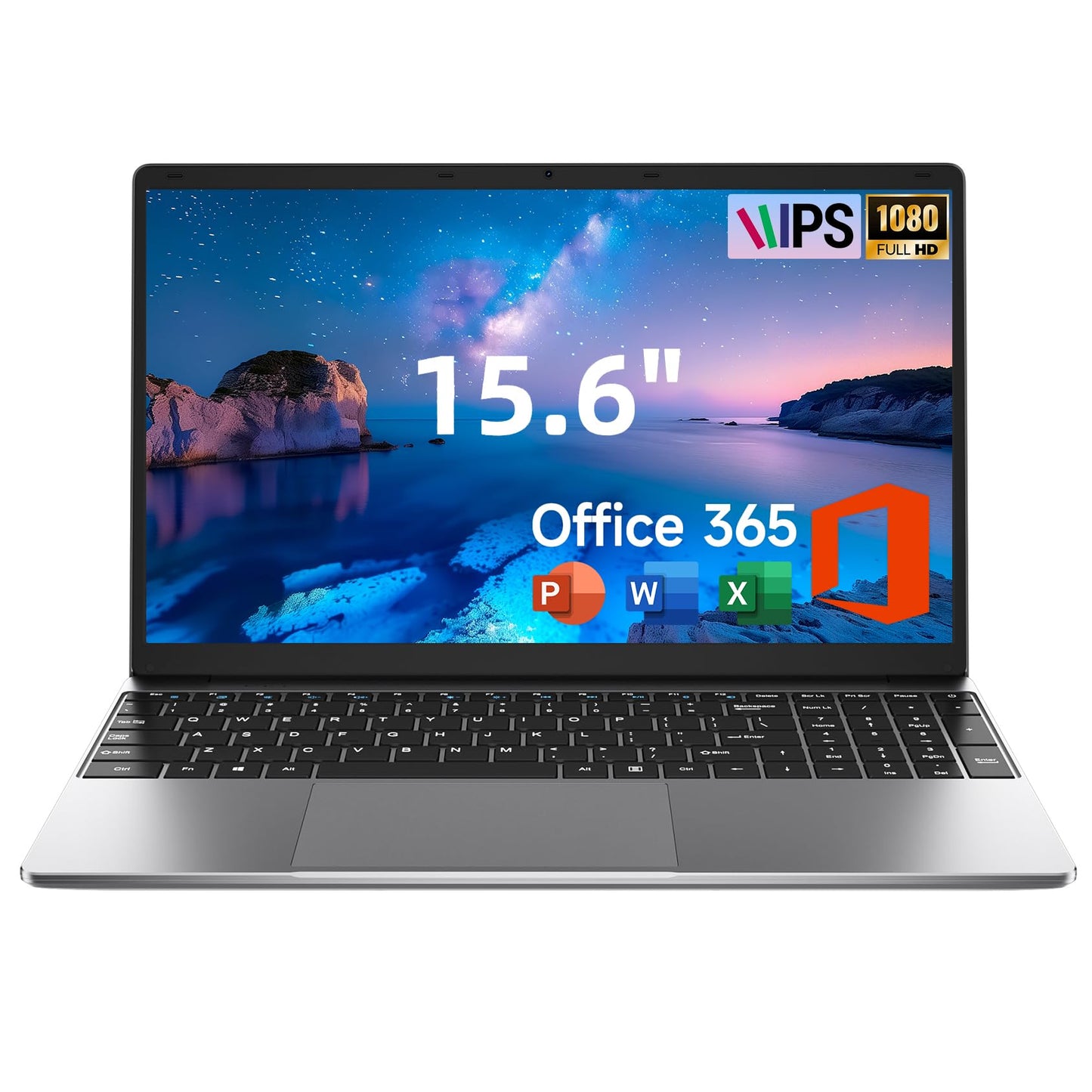 15.6" Laptop, 1-Year Office 365, 4GB RAM 128GB Storage Expandable to 512GB